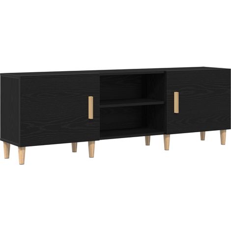 Meuble TV Banc TV Armoire TV Chêne noir 150 x 30 x 50 cm Bois d'ingénierie (1/5)