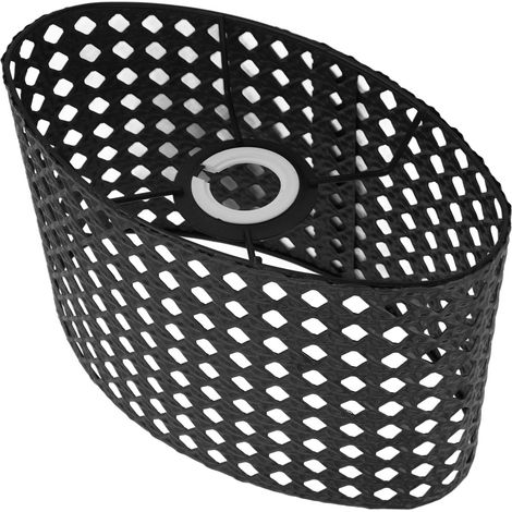 Abat-jour oval en métal noir, motif ajouré gravé, compatible douilles E27/E14 (1/5)