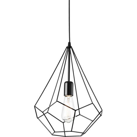 Ideal Lux Ampolla - Plafonnier à 1 lumière, style cage noir mat, E27 (1/2)