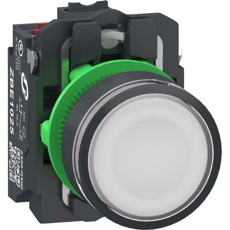 Bouton poussoir lumineux blanc Ø22 24V 1NO+1NF Push In - XB5AW31B55