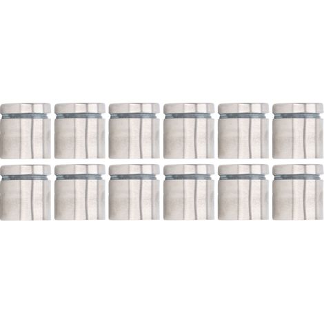 Lot de 12 vis d'écartement 25 x 25 mm en acier inoxydable pour fixation murale de panneaux publicitaires et cadres photo. (1/5)