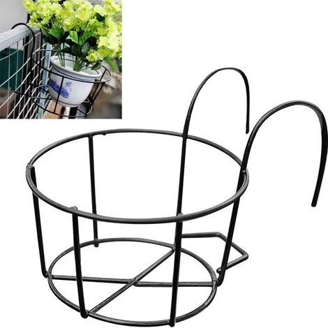 Ronde Métal Suspendu Plantes Fleur Pot Titulaire Balcon Flowerpot Titulaire pour Maison Garde-Corps De Jardin (16 CM) (1/5)