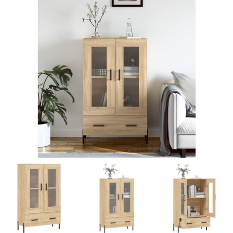 Stauraum - vidaXL Highboard Sonoma-Eiche 69,5x31x115 cm Holzwerkstoff - Glas (1/5)