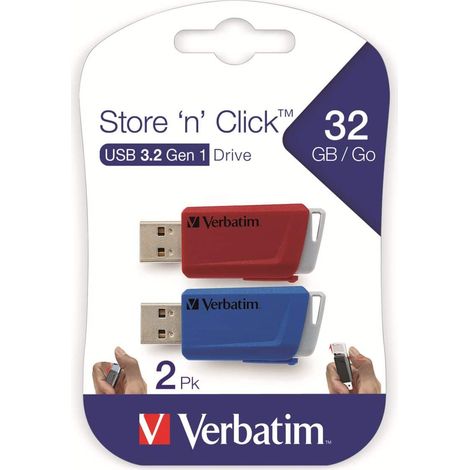 VERBATIM USB-Stick Click, 32 GB, 2er Pack