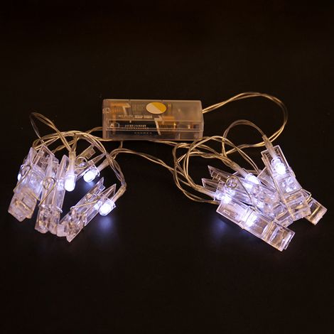 LED-Lichterkette mit Fotoclips, Lichterkette, Party- und Festivaldekoration, Hängedekoration, Weiß (1/5)