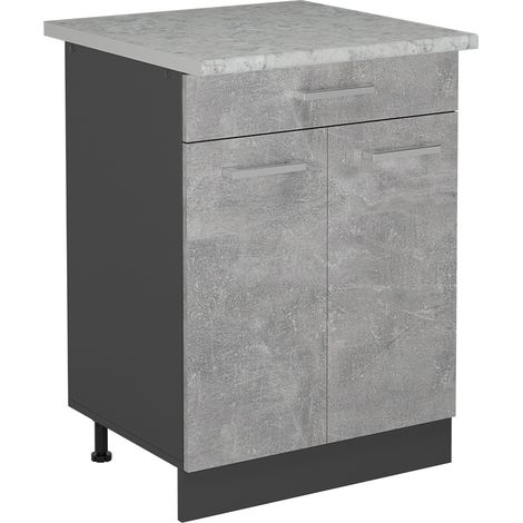 Base da cucina R-Line, Calcestruzzo, 60 cm PL Marmo, Vicco