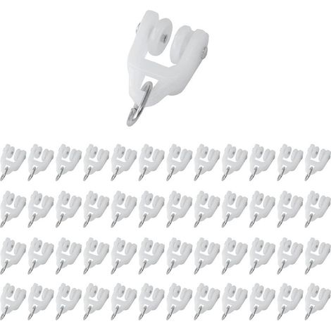 48 Pièces Galets de Glissement pour Rideaux,Rouleaux de Rail de Rideau,Rails de Rideau à Deux Roues Coulissantes(Plastique) (1/4)