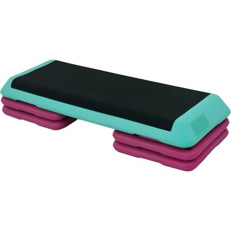 Step Aerobic réglable en hauteur 10-20 cm en PVC et PP - 110x40x20 cm - Noir Vert Violet (1/5)