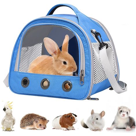 Sac de transport pour petits animaux, cage de voyage pliable et respirante pour lapin, hamster, chinchilla et oiseau (1/5)
