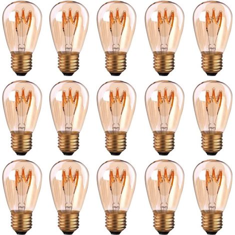 15er-Pack E27-LED-Spiralfilament ST45/S14, 3 W, Vintage-Stil, bernsteinfarbenes Licht, dimmbar, 2200 K, superwarmes Weiß, 140 lm, 25 W-Äquivalent (1/5)