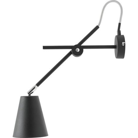 Wandleuchte Metall E27 54 cm hoch Schwenkarm Schwarz Wandlampe