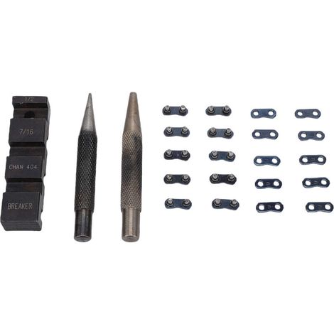 Kit de disjoncteur de tronçonneuse Portable, enclume de chaîne et outil de poinçonnage, réparation de 10 maillons, sangles préréglées compatibles avec pas de 1/4 3/8 pouces 325 404 (1/5)