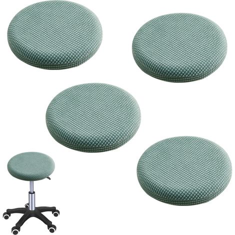 Housses de tabouret rondes extensibles – Lot de 4 – Tissu jacquard 95% polyester – Convient aux tabourets de 32 à 40 cm – (1/5)