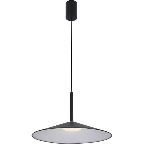Suspension minimaliste noire cône plat LED 9W Italux