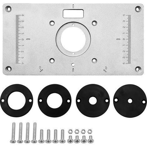 Plaque d\'insertion pour table de défonceuse, en alliage d\'aluminium, légère, robuste, avec échelle précise, pour machine à affleurer le bois, plateau rabattable (1/5)