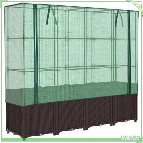 Jardinière surélevée avec housse - FAFEICY - 4015803 - Aspect rotin - Housse imperméable - Cadre tubulaire en fer (1/5)