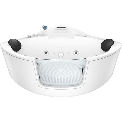 Whirlpool Pool Badewanne Eckwanne Wanne W60-TH-SC 140x140cm mit Tür Walk-in-Pool aktive Schlauch-Reinigung (1/5)