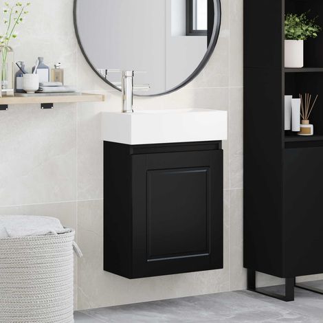 vidaXL Mobile bagno con rubinetto Nero 45,5 x 22,5 x 84 cm