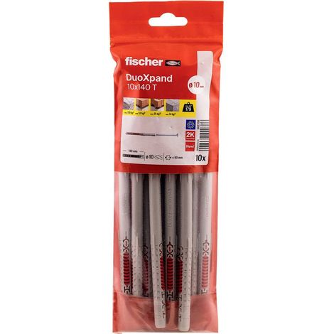 FISCHER - CHEVILLE RALLONGÉE DUOXPAND 10X140 AVEC VIS À TÊTE FRAISÉE EN ACIER ÉLECTROZINGUÉ/SACHET DE 10 562208 (1/3)
