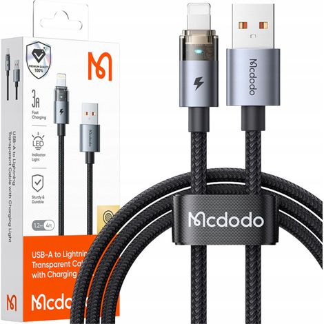 Cavo USB Mcdodo per ricarica rapida per iPhone Lightning PD 36W 1M LED nero (1/5)