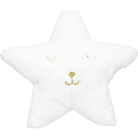 Atmosphera – Coussin décoratif étoile en fausse fourrure blanche 39 x 39 cm – Confort optimal pour jeux au sol – Lavable à la main (1/4)