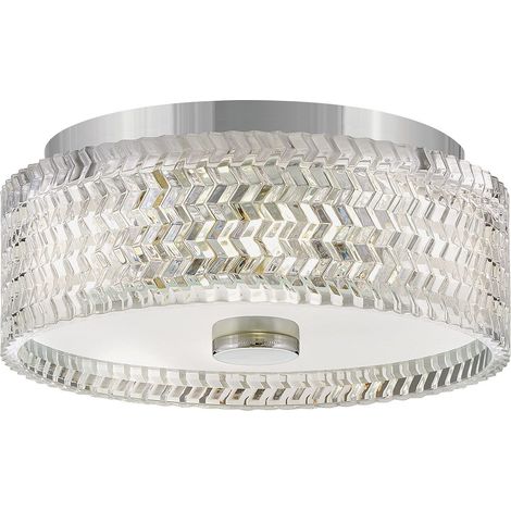 Elstead Hinkley Elle Plafonnier cylindrique contemporain chromé 2 ampoules E27
