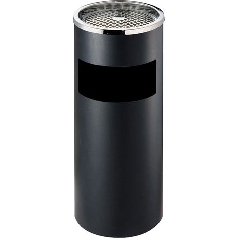 Cestino Gettacarte Posacenere Ø24,7 cm in Metallo Nero Opaco 10L per Interno Esterno (1/5)