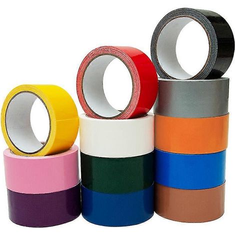 Ruban adhésif coloré en vrac, 12 couleurs, 5 cm x 9 m x 12 rouleaux, ruban adhésif arc-en-ciel (1/5)