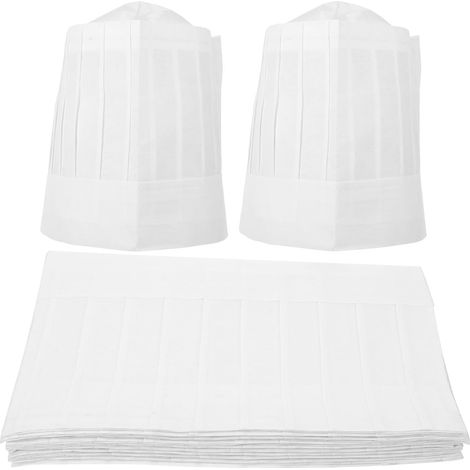 Chapeaux Cuisine Jetables en Papier Blanc Cuisine Classiques et Simples 20 Pièces Confortables et Faciles à Enfiler pour Cafés et Écoles (1/5)
