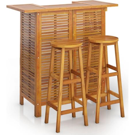 Maison Exclusive - Set da Bar per Giardino 3 pz in Legno Massello di Acacia