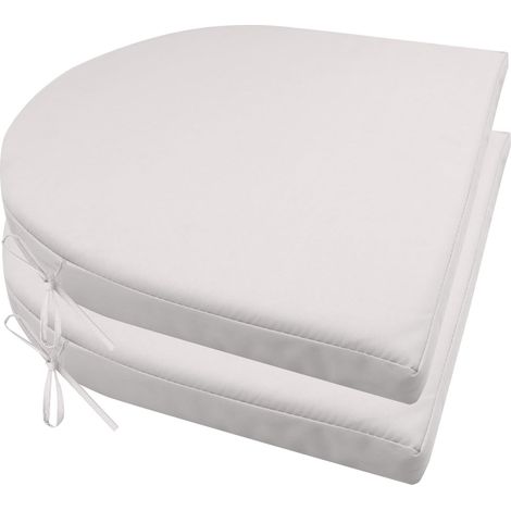 2er Set Stuhlkissen mit Bändern Wasserdicht Rutschfestes Sitzkissen Bequeme Halbrund Sitzpolster für Gartenmöbel Oder Stuhl Wasserdicht Garten 40 x 40 x 4 cm Beige
