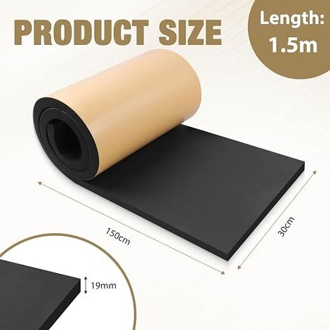 Multifunctional Self-Adhesive Foam Sheet Roll Anti Vibration Sound Insulation Mat Black (1/4)
