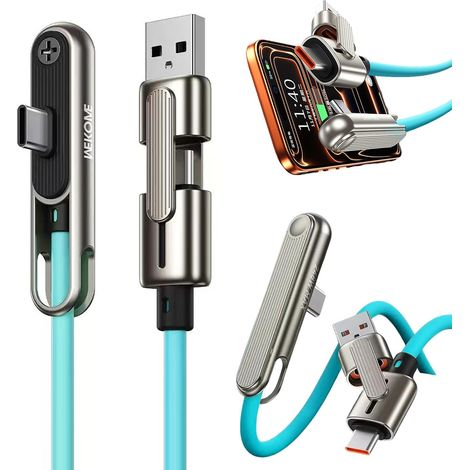 Superschnelles Ladekabel mit 1,2 m langem Ständer, 3-in-1-Ladekabel mit unsichtbarem Ständer und Halterung, 240-W- + 65-W-Schnellladekabel mit integrierter Handyhalterung für Gaming (1/5)