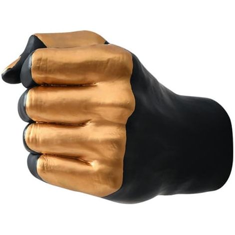 Vase poing personnalisé, peint à la main, en résine, décoration murale créative pour la maison et le salon, noir et or. (1/5)