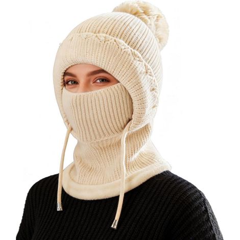 Cagoule 3 en 1 femme, masque facial chaud et coupe-vent en polaire, pour ski, moto, vélo (1/5)