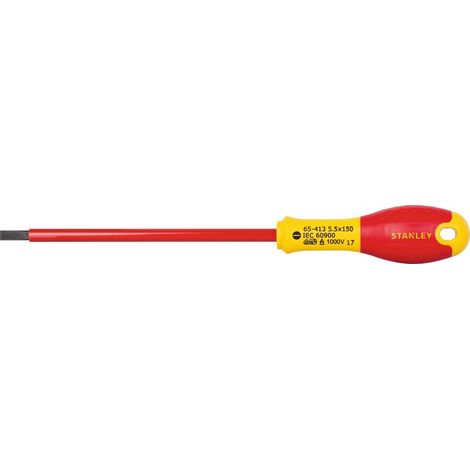 Tournevis à fente électricien - diamètre 5,5 mm - Lame 15 cm - Isolé 1000 V - Stanley Fatmax