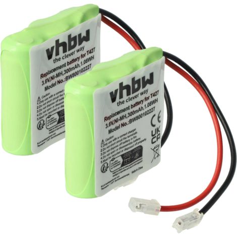 vhbw 2x Akku kompatibel mit Master Veraphone Micro schnurlos Festnetz Telefon (300 mAh, 3,6 V, NiMH) - Ersatz für T427, 30AAAM3BMX