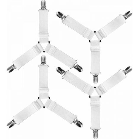 4pcs Triangle Attache Drap Housse Élastique Fixation Sangle de Maintien Réglable pour Literie, Drap Lit, Housse Repassage, Matelas, Canapé (1/5)