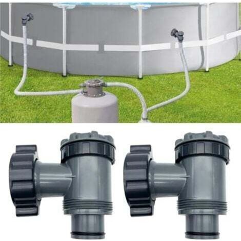 Vanne d’entrée/sortie pour piscine hors sol – Lot de 2, compatible avec pompes Intex, Bestway, Coleman, raccord 38 mm (1/4)