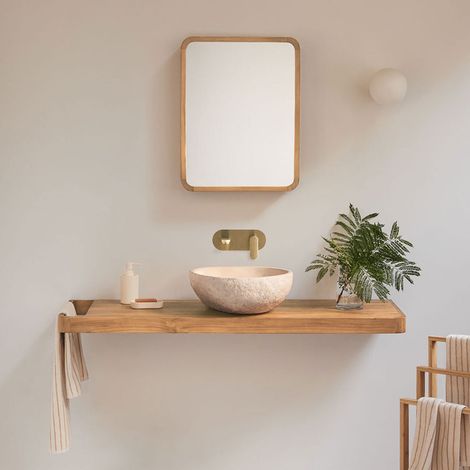 SKLUM Hängendes Badezimmermöbel-Set 130x45 cm aus Teakholz Neill