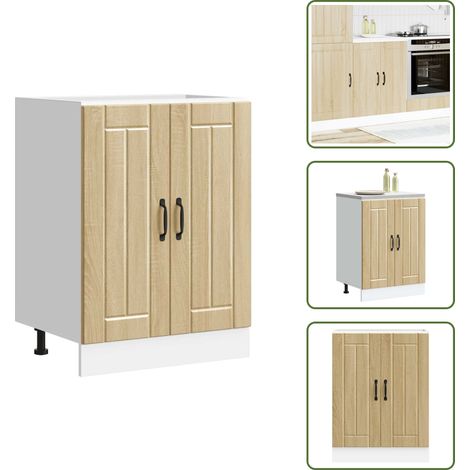 Madera contrachapada - vidaXL Mueble bajo fregadero Lucca madera contrachapada roble sonoma - Gabinete cocina