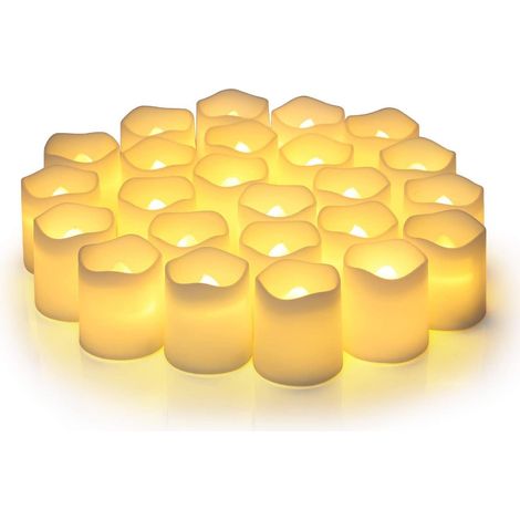 Lot von 24 LED-Leuchten ohne Flamme – festes Licht, weißes Licht, lange Autonomie (1/4)