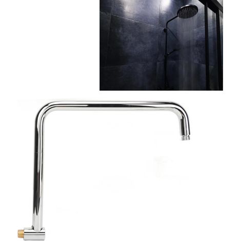 Rallonge de bras de douche pivotante en forme de S avec bride, bras d'extension de pommeau de douche pour tuyau de douche de grande hauteur, électroplaqué (1/5)