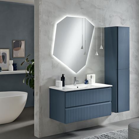 Mobile da bagno sospeso moderno con base 100 ARTICO con 2 cassetti e lavabo BLU (1/5)