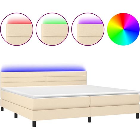 Maison Exclusive - Letto a Molle Materasso e LED bianco 200x200cm in Tessuto (1/5)