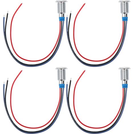 4 jeux de LED rondes précâblées étanches à 2 couleurs, cathode commune, 10 mm, 3-6 V (rouge et bleu) (1/5)