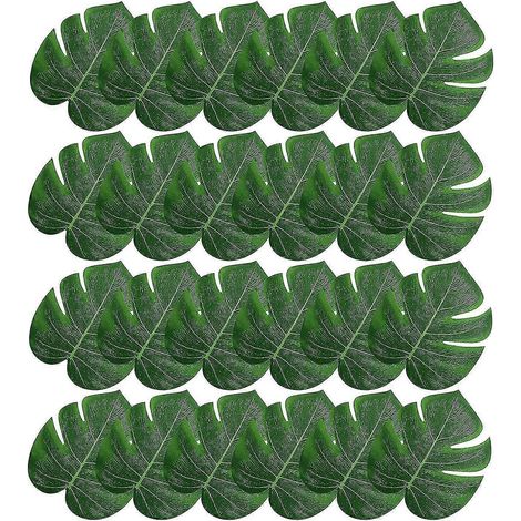24 feuilles de palmier artificielles de 20 cm, feuilles tropicales artificielles vertes de monstera pour décoration hawaïenne (1/5)