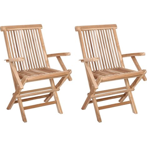 Silla de jardín plegable 2 pcs Natural Madera de teca maciza vidaXL (1/5)