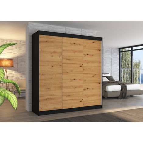 Schiebetürenschrank Schrank Nr.435 in Schwarz- Artisan matt 200x215x58 cm (1/3)