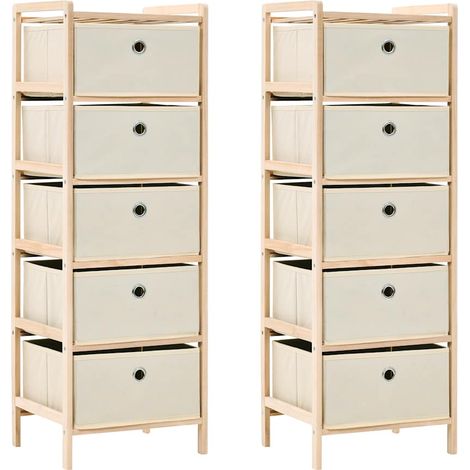 vidaXL Estantes con 5 cestas de tela 2 unidades madera de cedro beige (1/5)